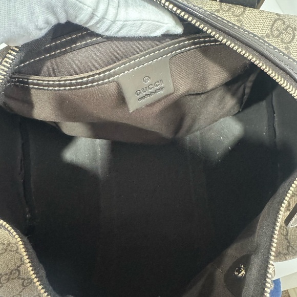 Gucci Brown GG Supreme Canvas Boston Bag with Dark Brown Leather Trim - Picture 9 of 10